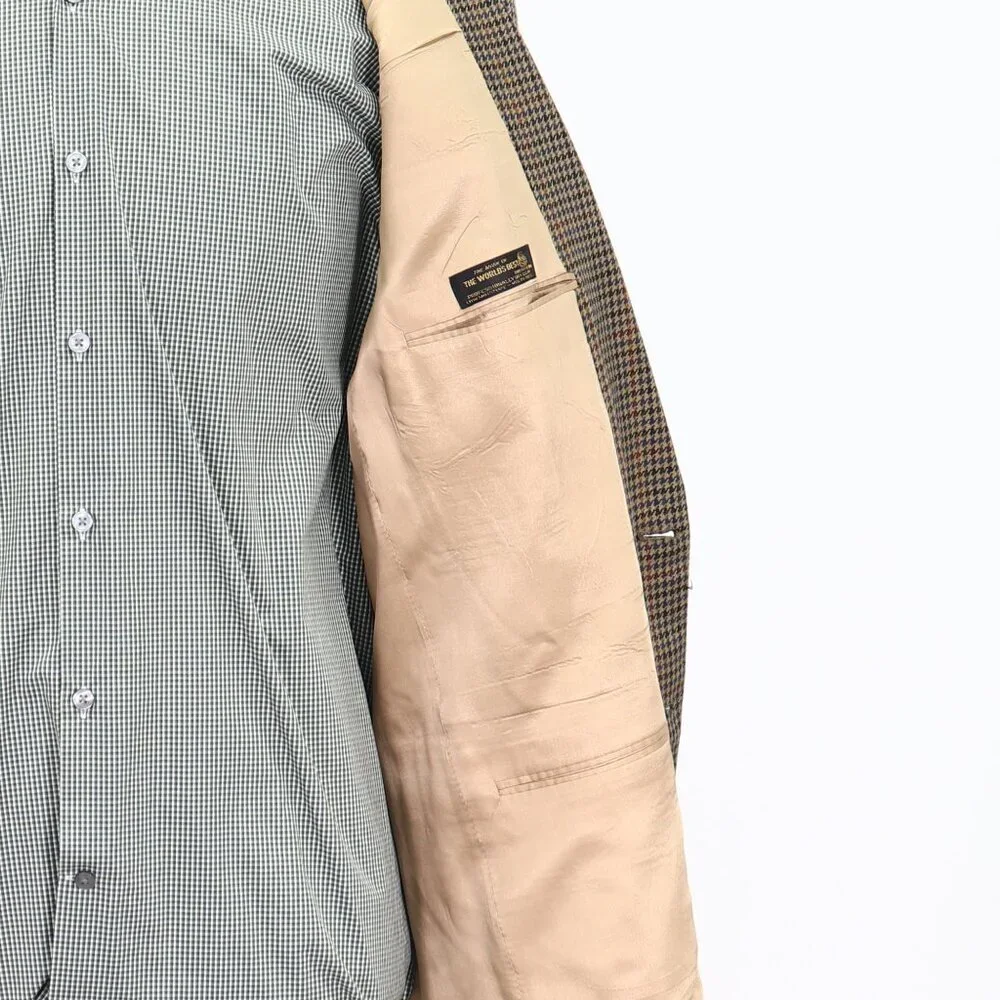 Hart Schaffner Marx 42L Brown Check 2-Button Sport Coat Blazer Jacket T227